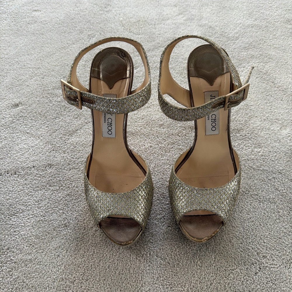 Jimmy Choo Glittering Gold Heels - Size 8